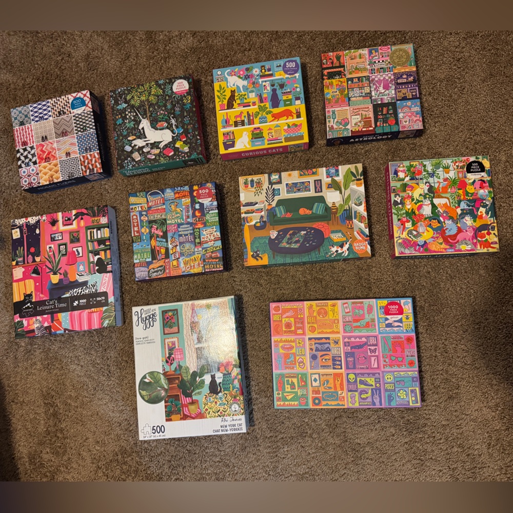 Galison Colorful Jigsaw Puzzle Collection/Bundle of 10